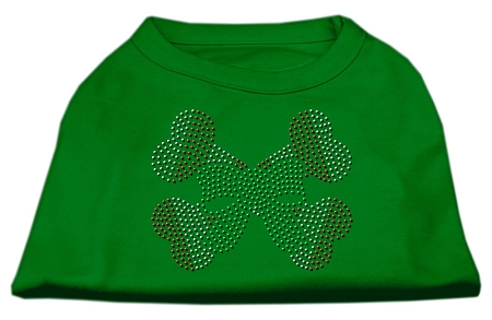 Candy Cane Crossbones Rhinestone Shirt Emerald Green XS